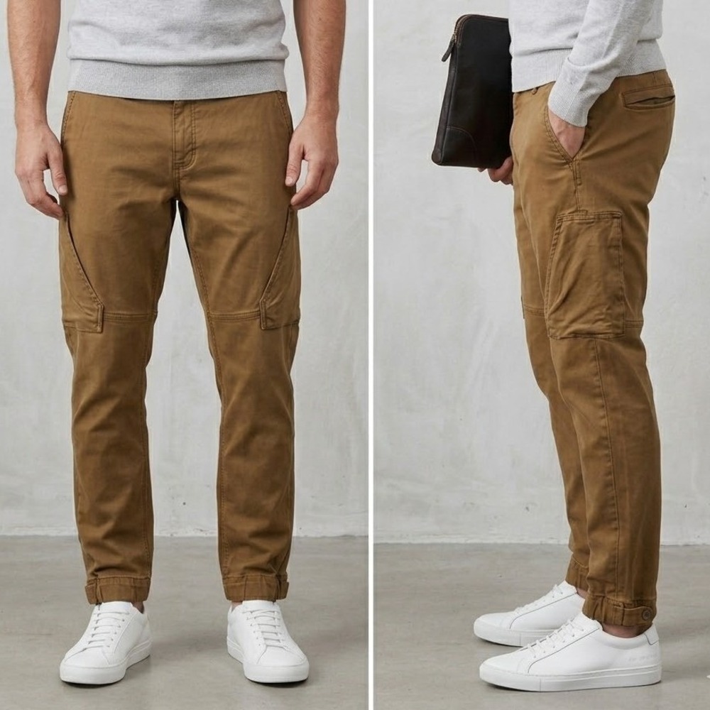 DUER Live Free Adventure Pants Mens 34x30 Brown Cargo Jogger Performance Stretch